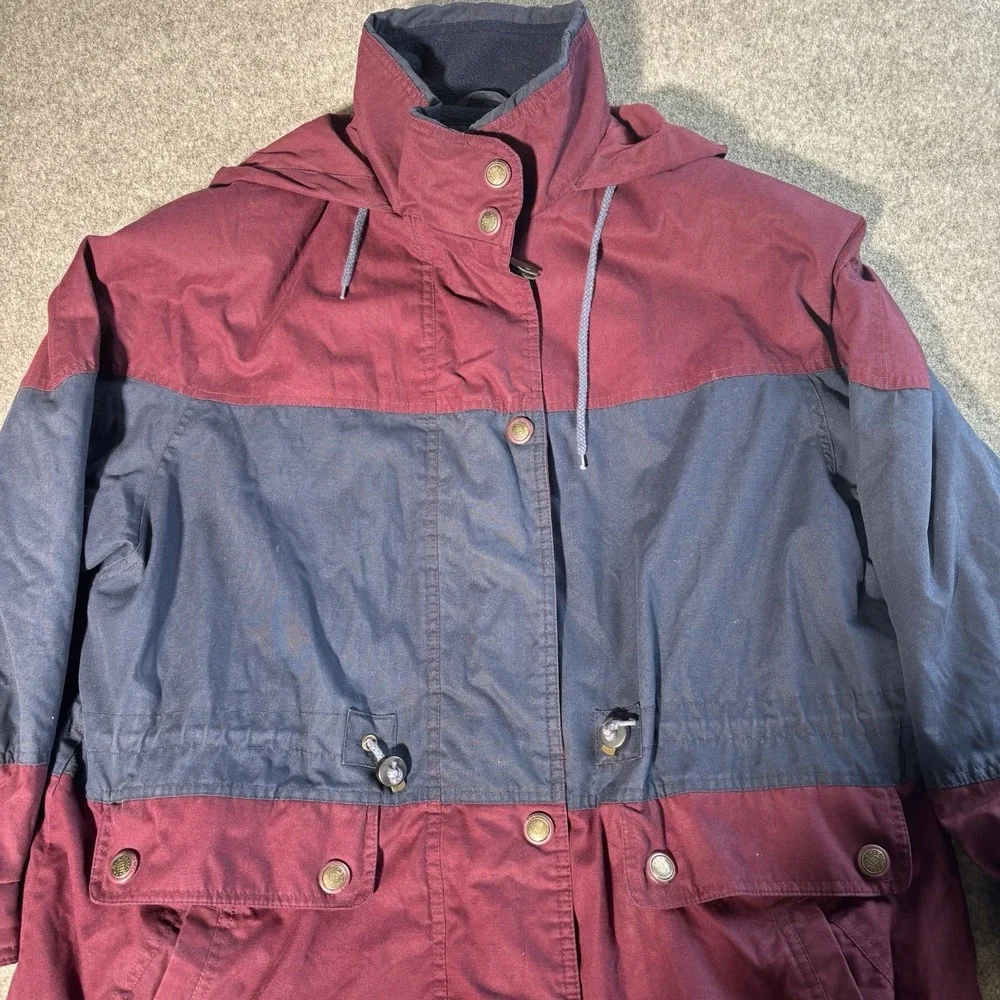 Vintage Pacific Trail Jacket Mens Xl Burgundy Navy Colorblock‎ Fleece Line 90's